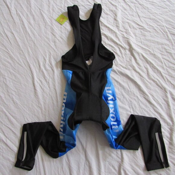 NWT Moxilyn Black Blue Padded Cycling Full Length Bibs Overalls Adult sz Small - Picture 1 of 5